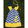 navy blue anchor baby girl pillow chevron dress with necklace and bow